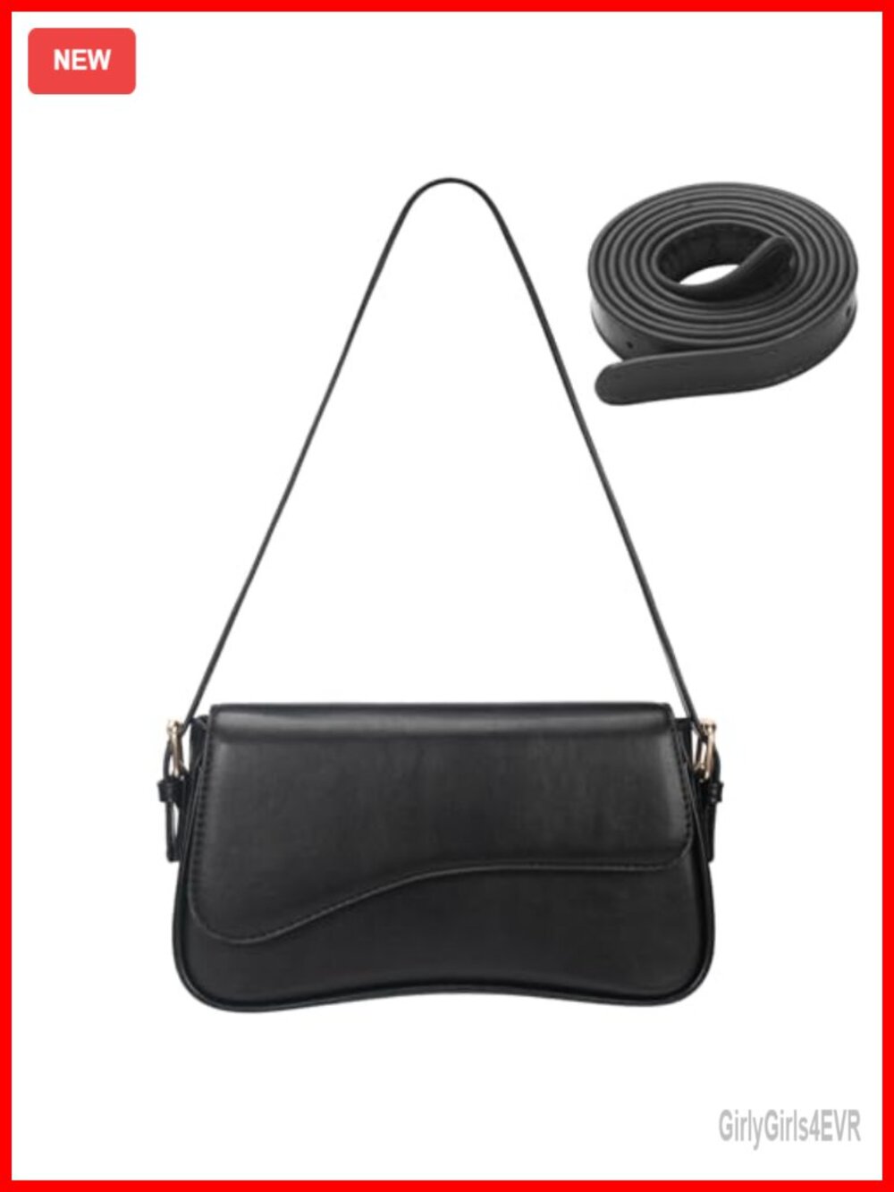 Y2K Faux Leather Shoulder Bag Crossbody Purse 2 Detachable Straps Small Cute